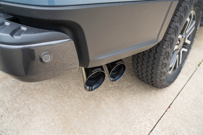 Ford Ranger Performance Exhaust - CORSA Performance - Cat Back, Xtreme Sound Level, Pro-Series Slash Cut Twin Tip - Black - `24-`25